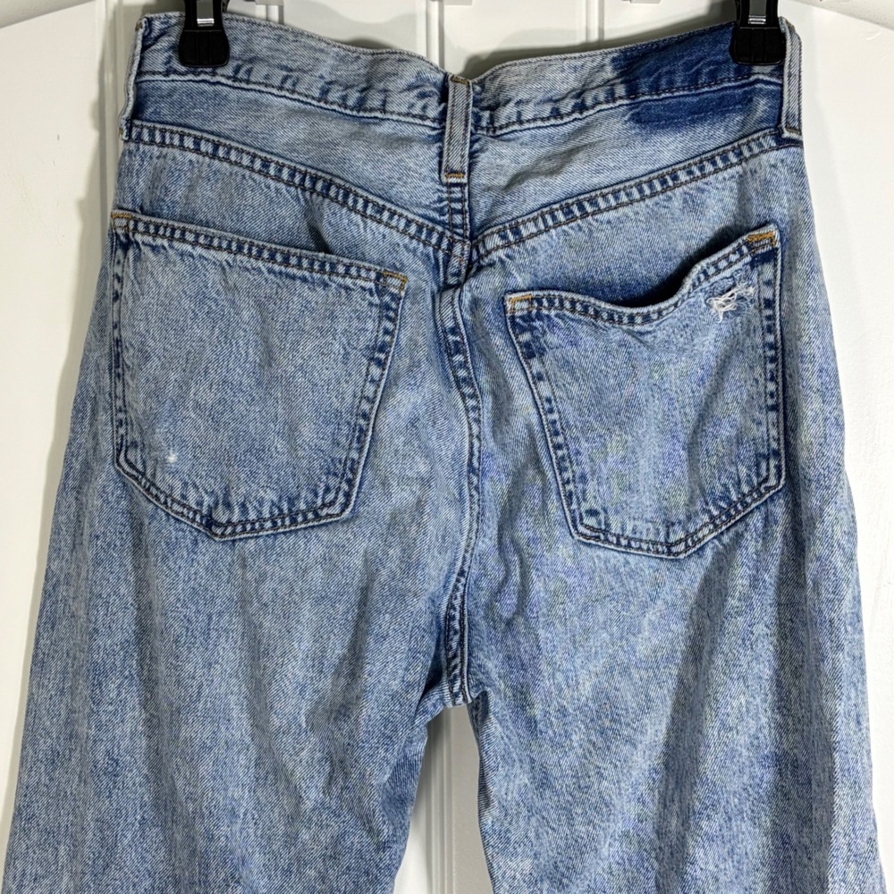 Aero 90s High Rise Baggy Jeans Light Wash Distressed 4 Reg 100% Cotton - Picture 5 of 10